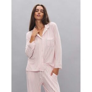 Victorias Secret SoSoft Modal Long Sleeve Pajama Set In Pink & White Stripe NWT